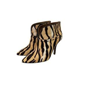 Nine West Cow Leather Zebra Y2K Style Heeled Booties Jersey Shore Womens 7 M